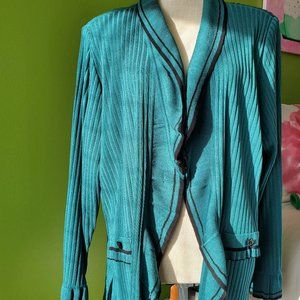 Misook teal / black jacket 2x